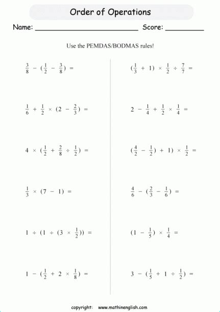 Fraction Operations Worksheet Kuta