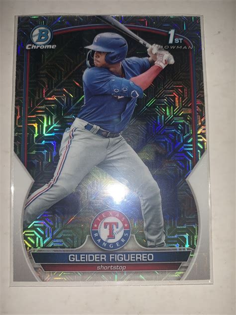 2023 Bowman 1st Chrome Mojo Refractor Gleider Figuereo BCP 59 Texas