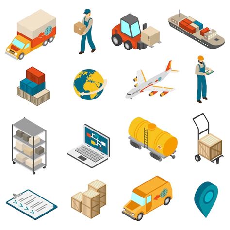 Free Vector Logistics Transportation Symbols Isometric Icons Collection