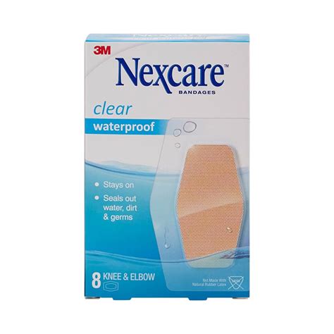 3M Nexcare Waterproof Bandage Knee And Elbow Clear Box Of 8 ADW Diabetes