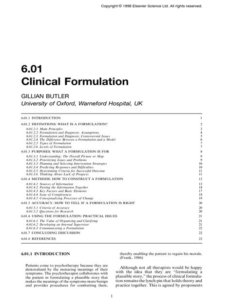 601 Clinical Formulation Gillian Butler University Of Oxford