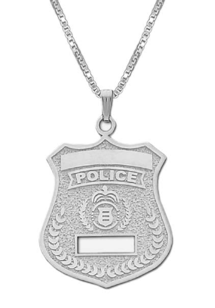 0 925 Sterling Silver Police Officer Badge Pendant Necklace