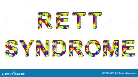 The Text Rett Syndrome In Colorful Puzzle Patterns Highlighting The