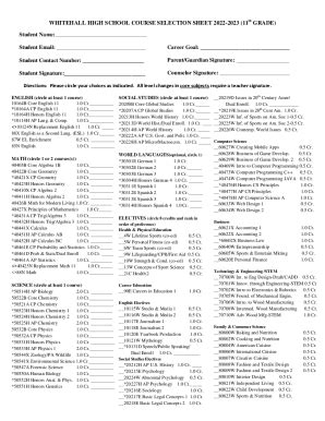 Fillable Online Th Grade Course Selection Sheet Pdf Fax