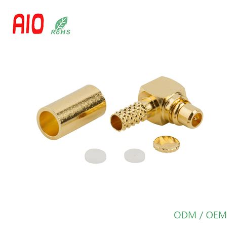 Ohm Rohs Right Angle Crimp Plug Mmcx Male Rf Coaxial Connector Rg