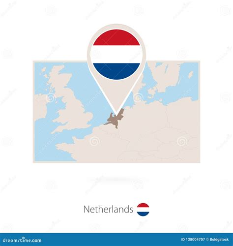 Rechthoekige Kaart Van Nederland Met Speldpictogram Van Nederland