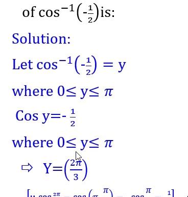 Shorts The Principal Value Of Cos 1 1 2 Is Inverse Trigonometric