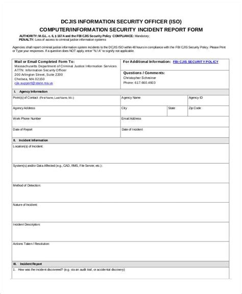 Incident Report Formats Pdf Word Pages Reportform Net