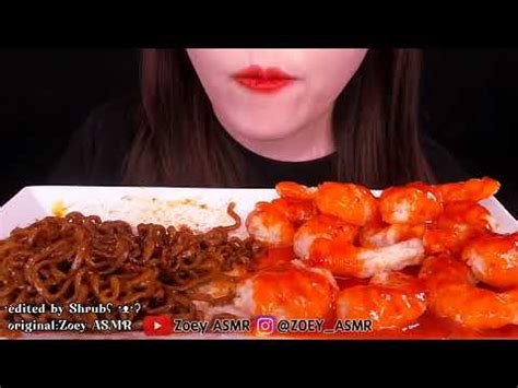 Zoey Asmr Truffle Black Bean Noodles And Spicy Shrimps Bites Only