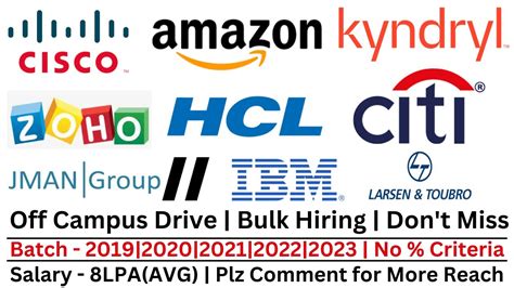 Off Campus Drive Batch Bulk Hiring