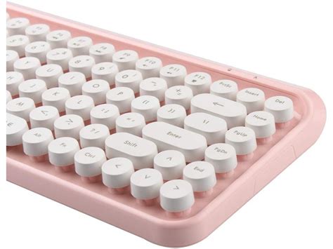 Ubotie Wireless Bluetooth Keyboard Portable 84 Key With Cute Retro Round Keycaps Ergonomic