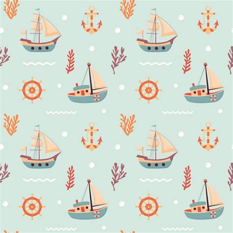 Premium Vector Nautical Seamless Pattern With Cute Sailing Ships