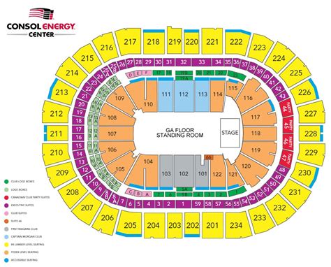 Consol Energy Center Interactive Seating Chart Center Seating Chart