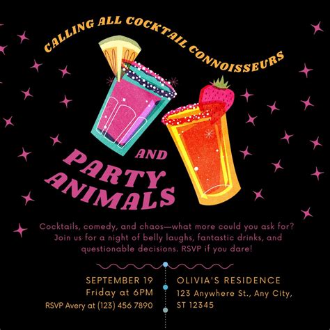 Free To Edit And Print Cocktail Party Invitation Templates Canva