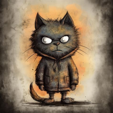 Premium Ai Image Cat Cute Monster Emo Cartoon Character Tshirt Design