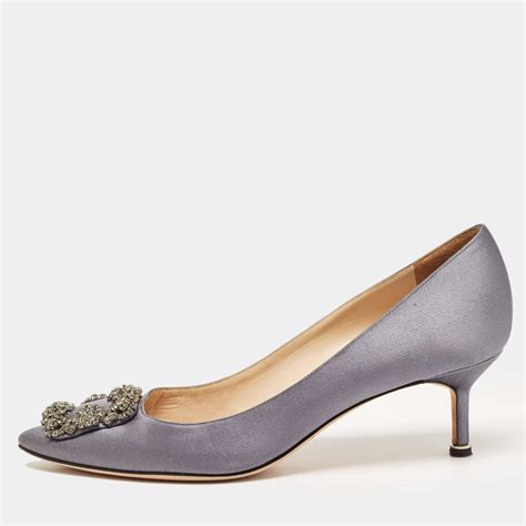 Manolo Blahnik Grey Satin Hangisi Pumps Size Manolo Blahnik The