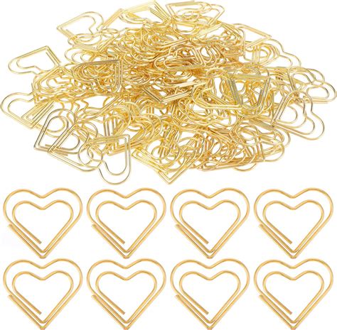 100pcs Mini Gold Heart Paper Clips Small Cute Love Shaped Paper Clips