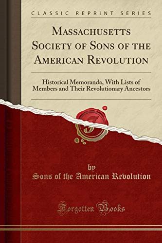 Massachusetts Society Of Sons Of The American Revolution Historical