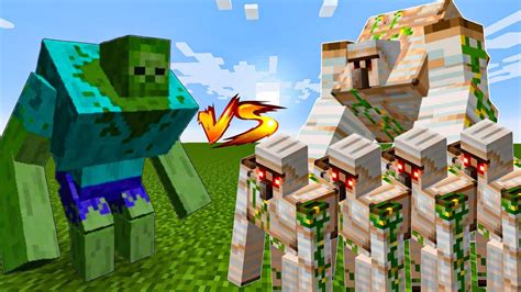 Minecraft Mutant Zombie Vs Iron Golem Fight Youtube