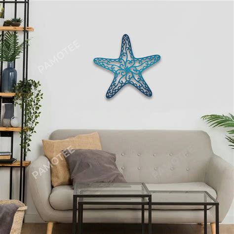 Blue Starfish Metal Wall Art Starfish Summer Beach Door Hanging