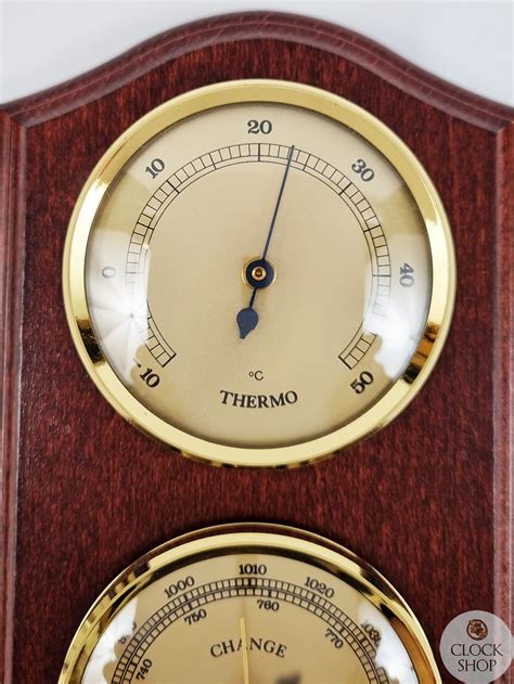 26cm Mahogany Weather Station With Barometer Thermometer And Hygrometer By Fischer Fischer