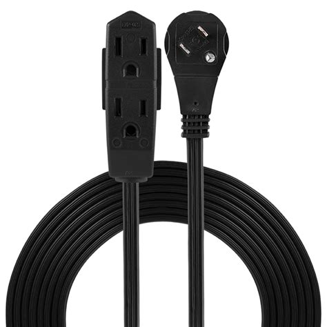 General Electric 3 Outlet Extension Cord 15 Ft Indoor Right Angle Plug Black 56987