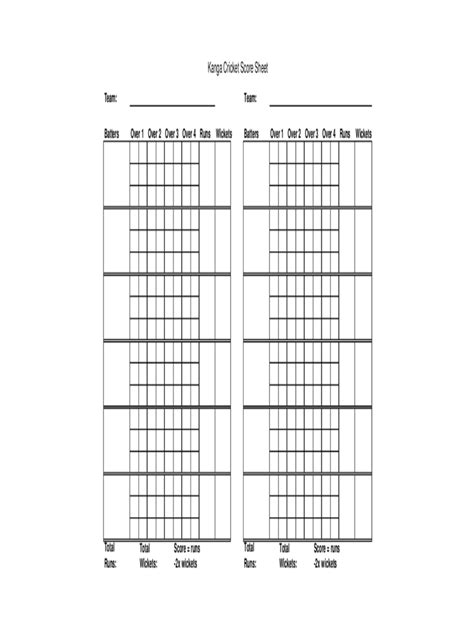 2025 Cricket Score Sheet Fillable Printable Pdf And Forms Handypdf