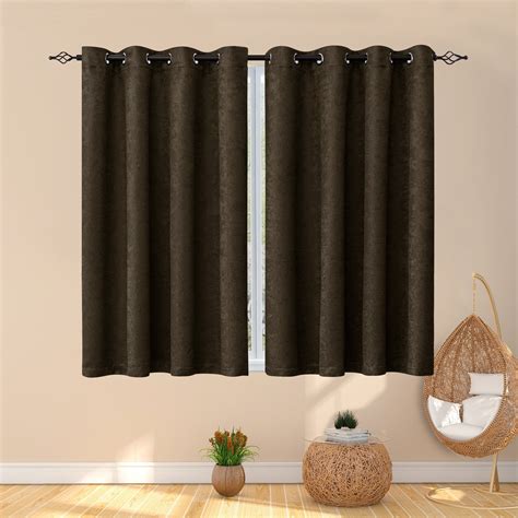 Subrtex Bedroom Blackout Curtains 2 Panel 52×63 Grommet Thermal Uv Block Olive Brown