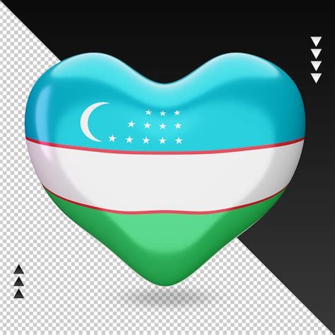 Premium Psd Love Uzbekistan Flag Hearth D Rendering Front View