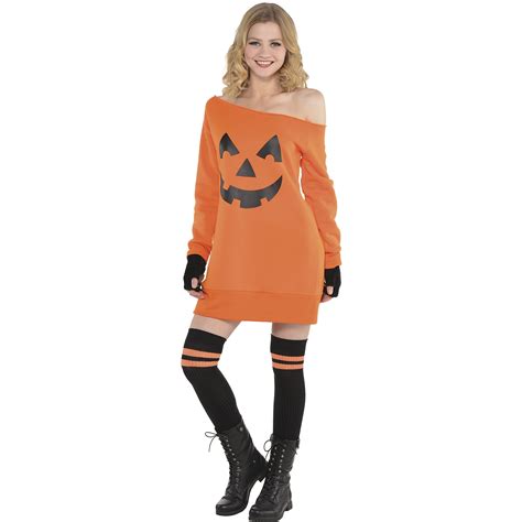 AMSCAN Jack O Lantern Off Shoulder Halloween Dress For Women One Size