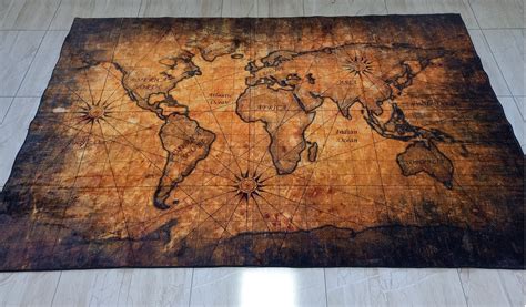 Old World Map Rug Vintage Map Rug Ancient Map Rug Retro - Etsy