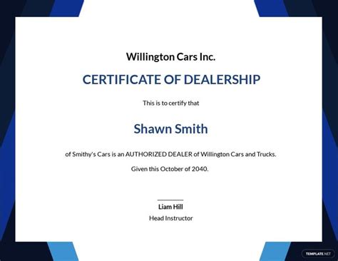 Free Dealership Completion Certificate Template Template Net