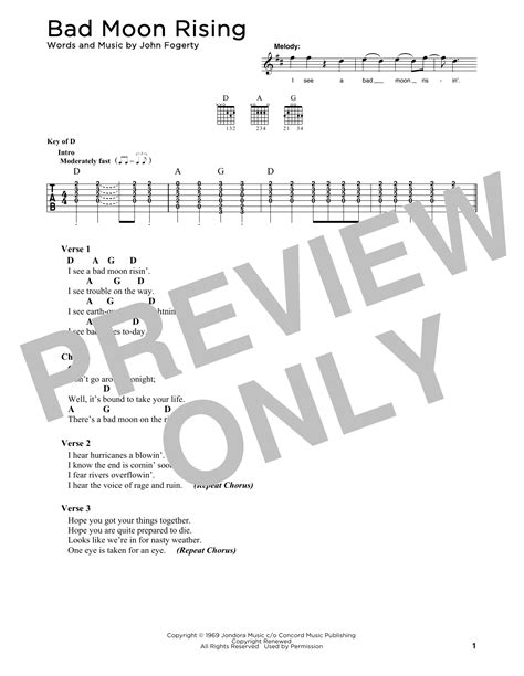 Bad Moon Rising By Creedence Clearwater Revival Solo Guitar Guitar