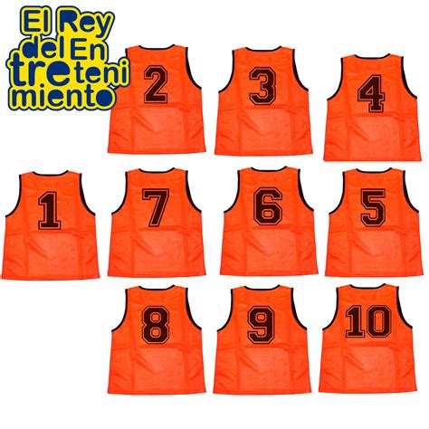 Pack X Chaleco Entrenamiento C N Mero F Tbol Voley Naranja El