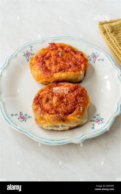 Turkish Traditional Food Borek Manti With Minced Meat Tomato Paste And