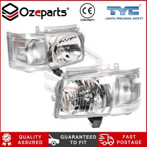 Pair Of Lh Rh Head Light Lamp Chrome Fits Toyota Hiace Trh Kdh Van Bus