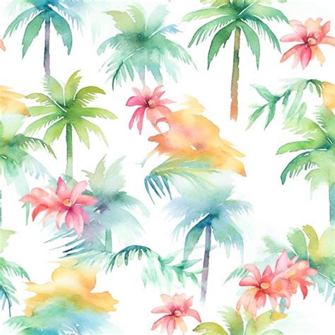 Premium Photo A Close Up Of A Watercolor Painting Of Palm Trees And