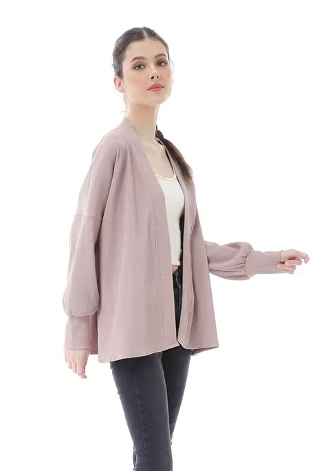 Jual Evernoon Lola Pleats Cardigan Long Sleeve Atasan Wanita Nude