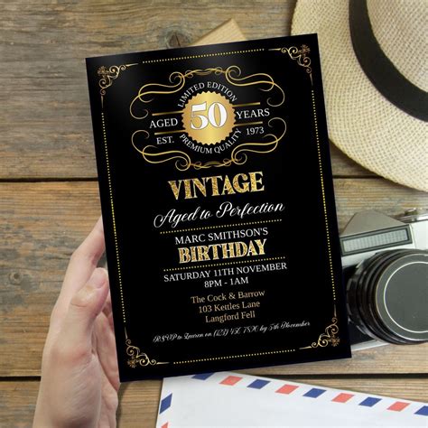 Editable Aged To Perfection Birthday Invitation Instant Download 50th