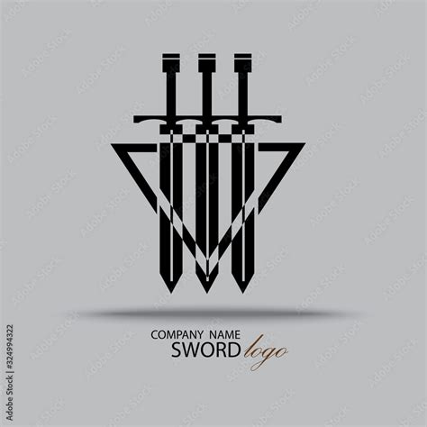 Sword Logo Vector Of Swords Stylized Black Metal Battle Sword Vector