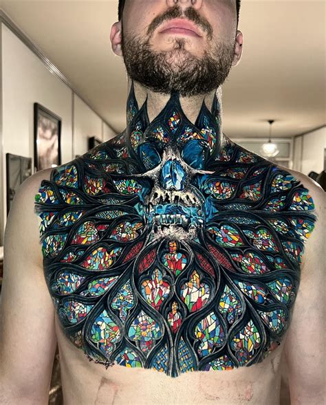 Stained Glass Tattoo on Chest - Best Tattoo Ideas Gallery