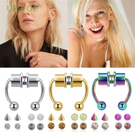 UPSTOP Women Girls Fake Nose Rings 316L Stainless Steel Nose Ring Hoop