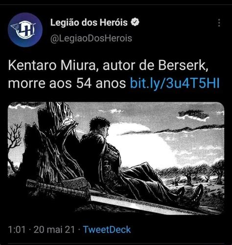 Legião dos Heróis O Kentaro Miura autor de Berserk morre aos 54 anos