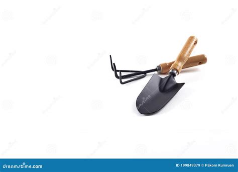 Tools Garden Shovel And Rake Isolated On White Stock Image Image Of