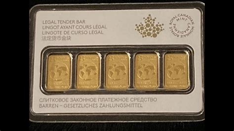 Royal Canadian Mint 5X1 10th Oz Legal Tender Gold Bar YouTube