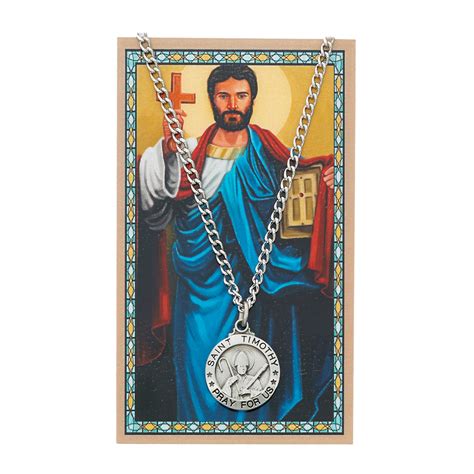 Pewter St. Timothy Medal and Prayer Card - Our Lady of Clear Creek Abbey