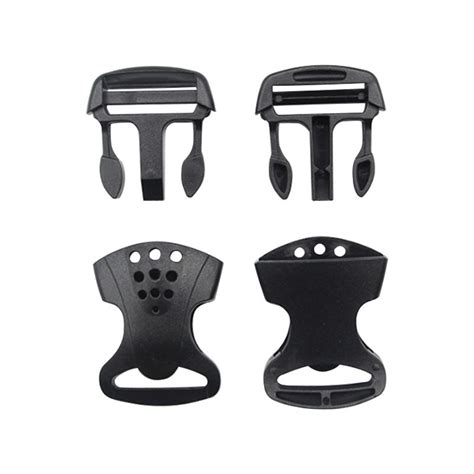 Black Flat Heavy Duty Dual Adjustable Side Release Plastic Buckles For