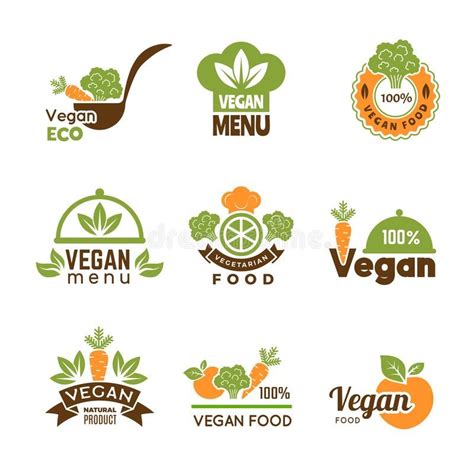 Vegan Logo Healthy Food Vegetarian Ecology Emblem Natural Lifestyle