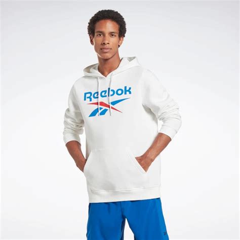 Reebok Identity Fleece Stacked Logo Pullover Hoodie White