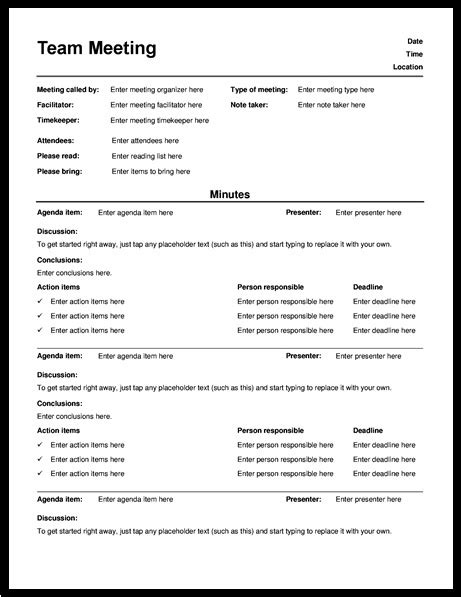 Meeting Minutes Template | Free Word Templates